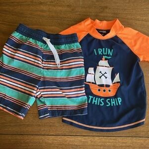 Carter's Orange and Navy Kids Swim Set